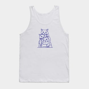 3 Cute Cats Line Art Tank Top